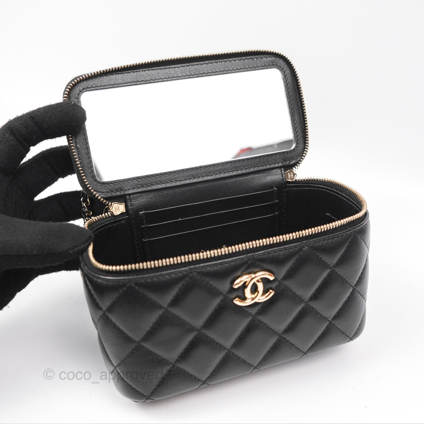 Chanel Top Handle Vanity Rectangular Black Lambskin Gold Hardware