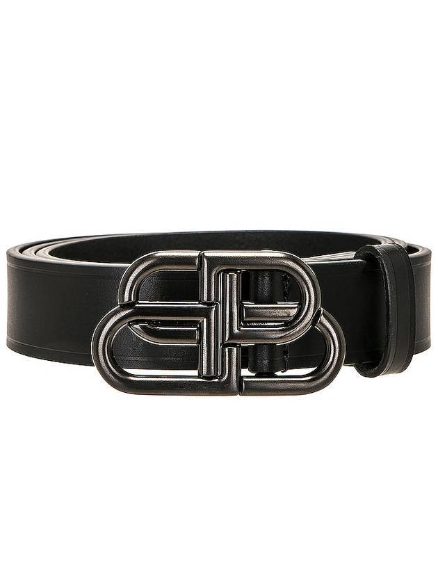 Luxury Balenciaga BB Logo Thin Calfskin Belt Black