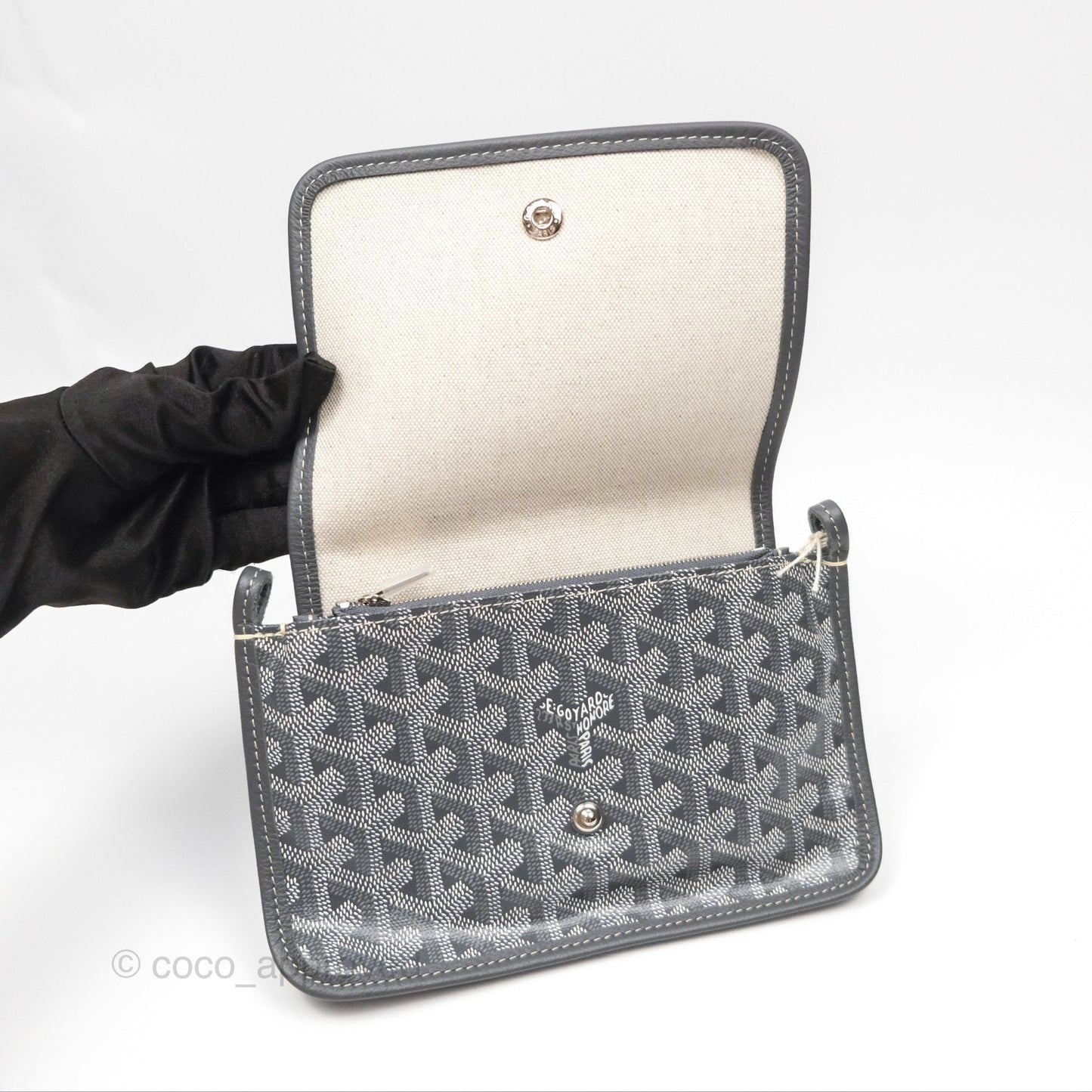 Goyard Plumet Pocket Wallet Grey Goyardine Canvas