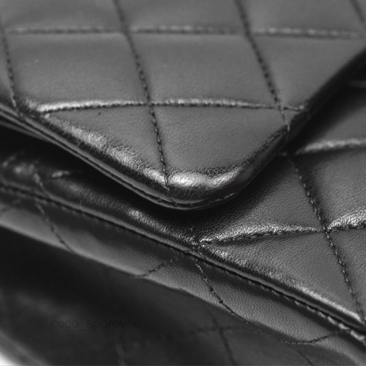 Chanel Classic M/L Medium Flap Quilted Black Lambskin Gold Hardware