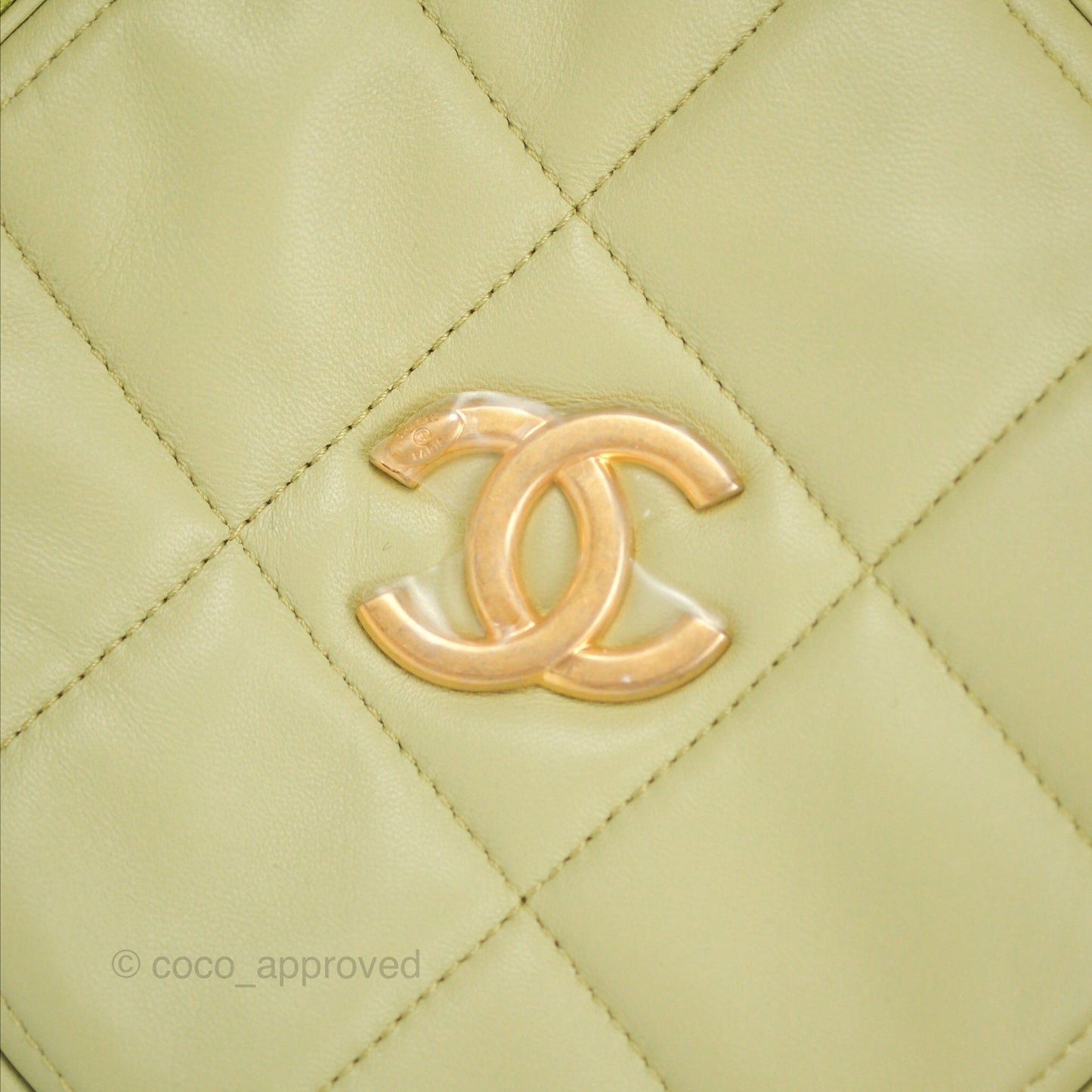 Chanel Small Quilted Diamond Cut Bag Green Lambskin Aged Gold Hardware