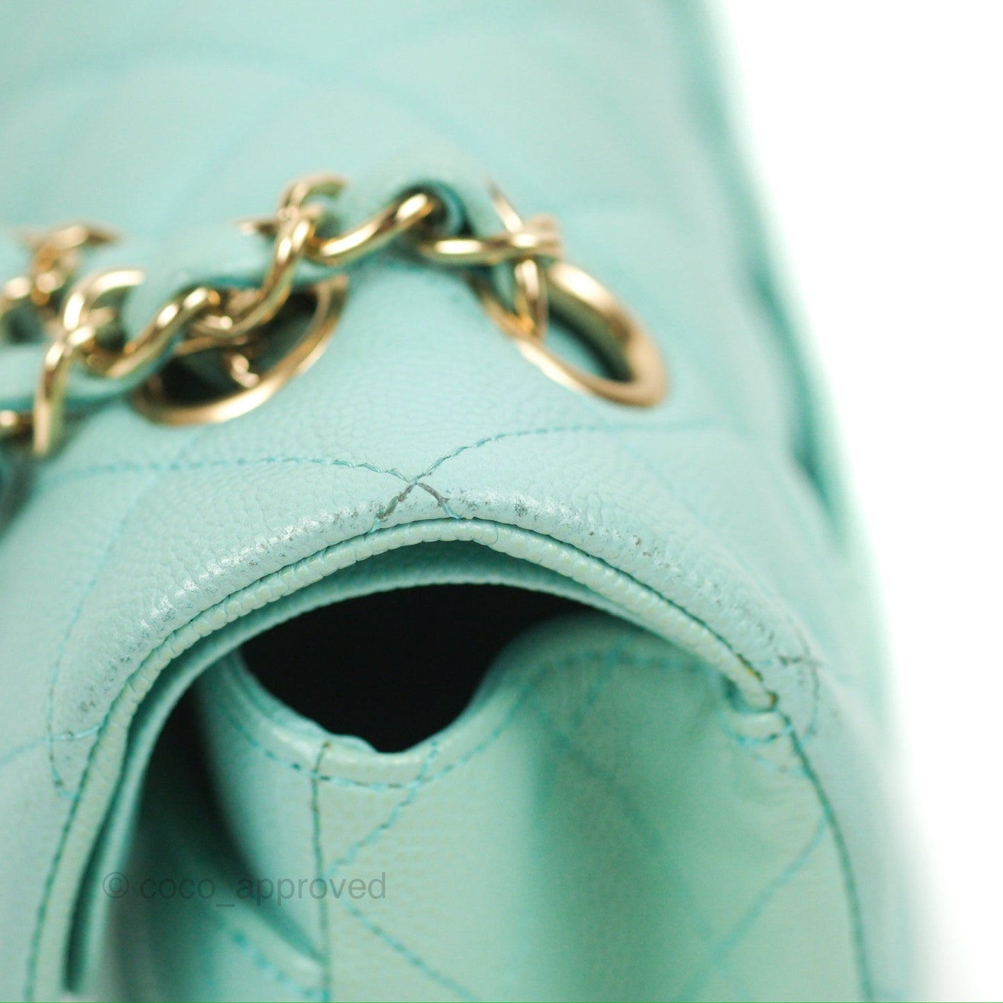 Chanel Small Classic Quilted Flap Tiffany Blue Caviar Gold Hardware 20C