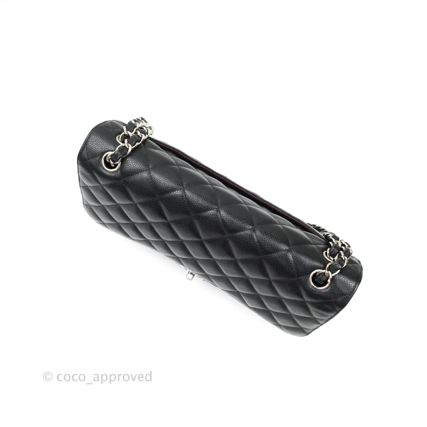 Chanel Quilted Jumbo Double Flap Black Caviar Silver Hardware⁣⁣