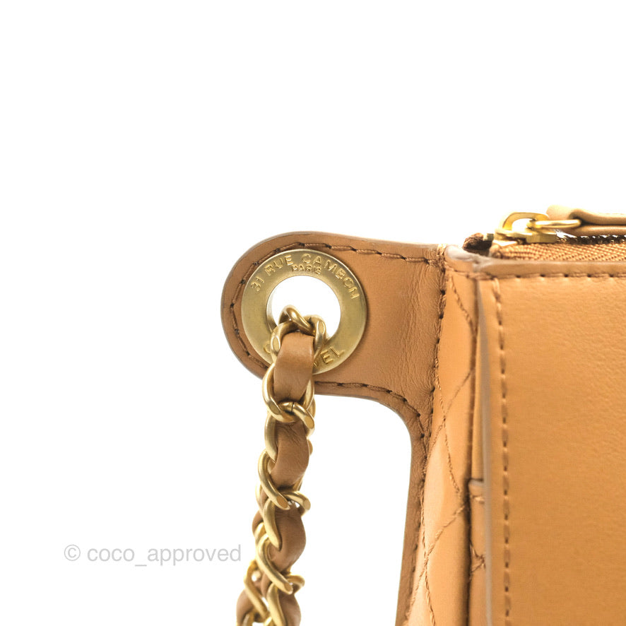 Chanel Flap Waist Bag with Leather & Tweed Coin Purses Dark Beige Calfskin