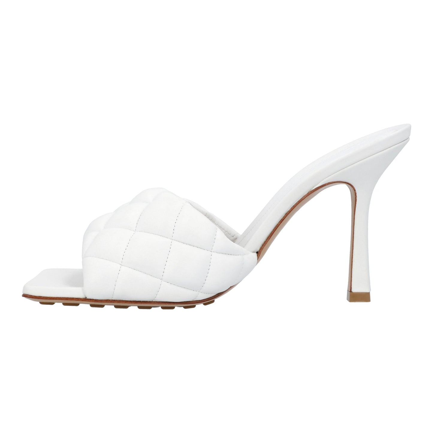 Luxury Bottega Veneta Women Padded Mule in white Lambskin