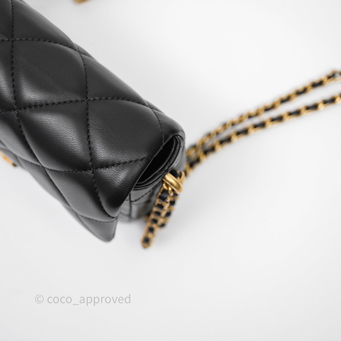 Chanel My Perfect Mini With Pearl Quilted Black Lambskin Gold Hardware