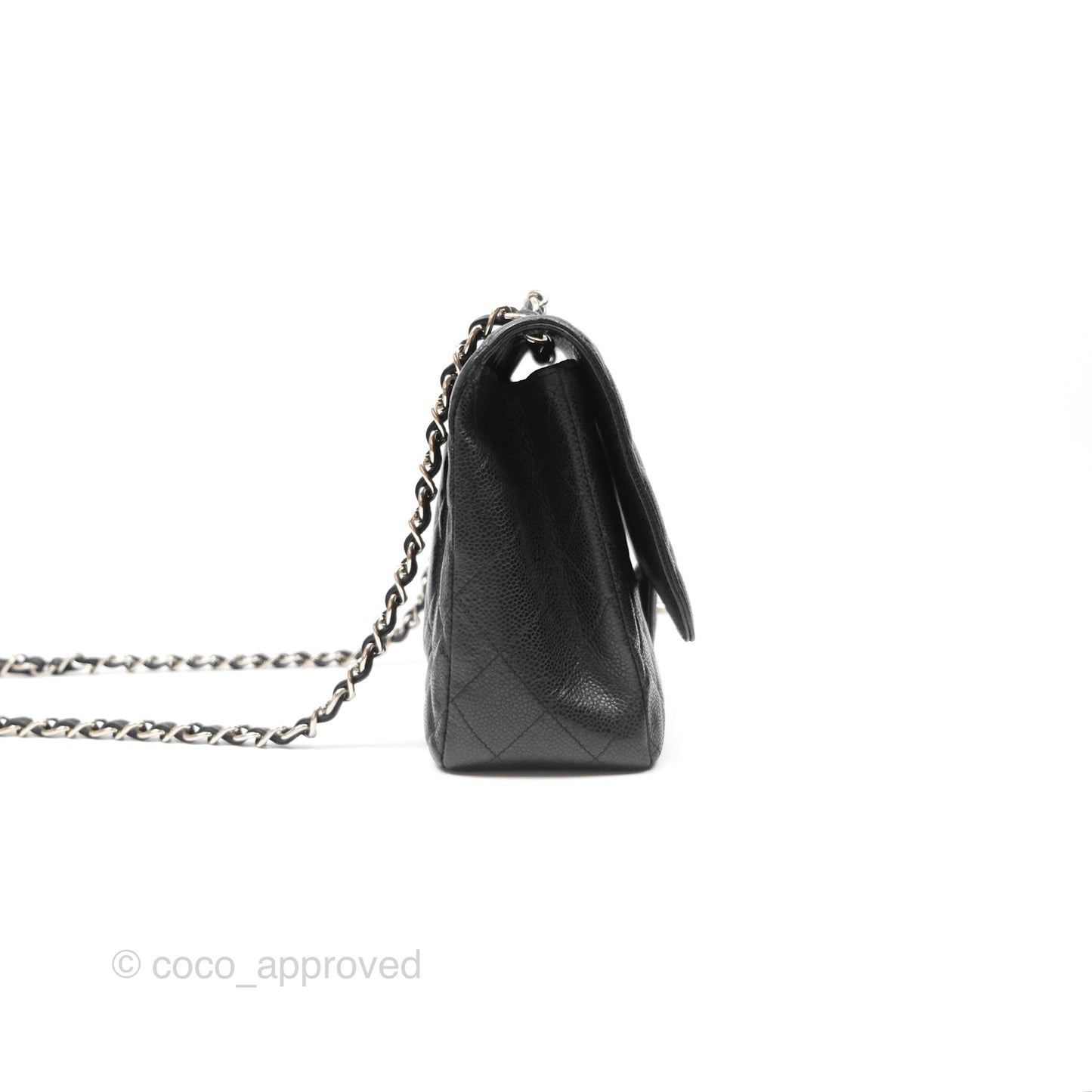Chanel Jumbo Single Flap Quilted Black Caviar Silver Hardware