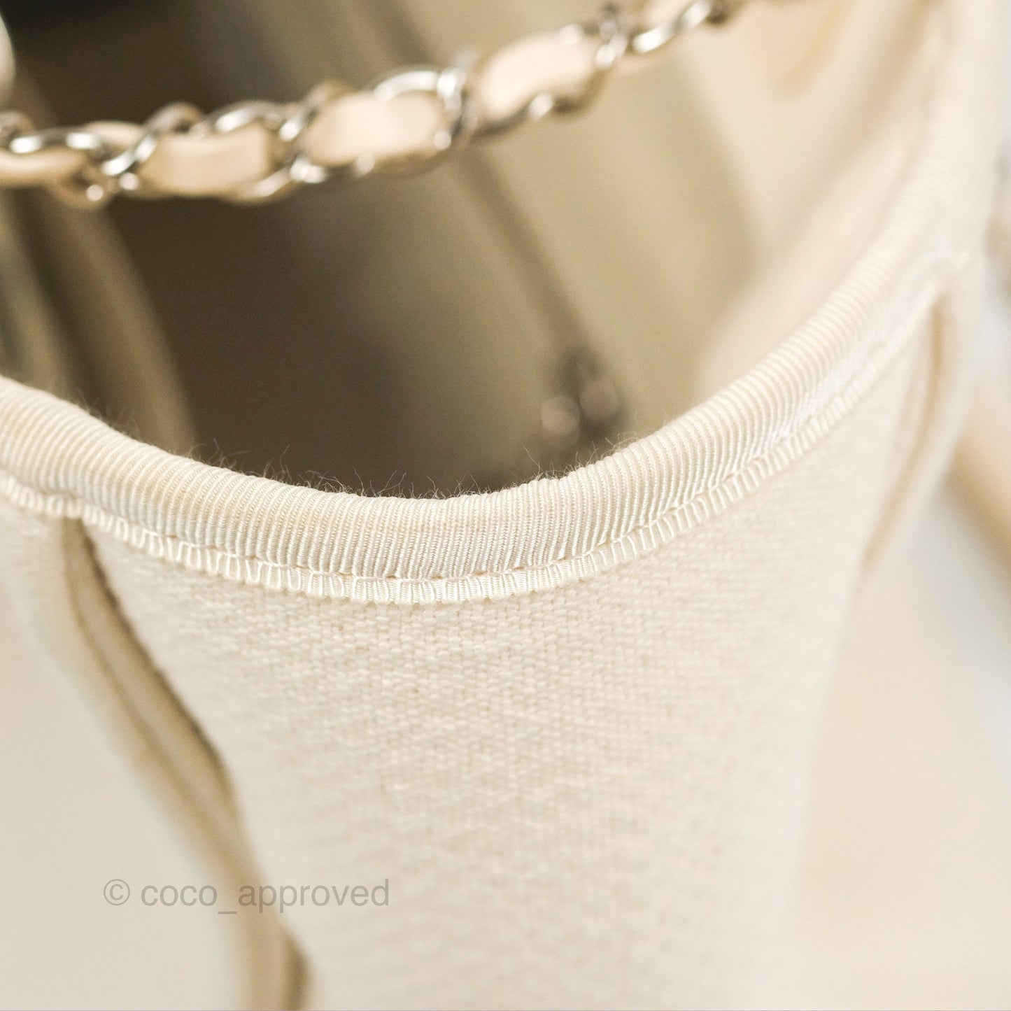 Chanel New Small Deauville Cream Ivory Canvas