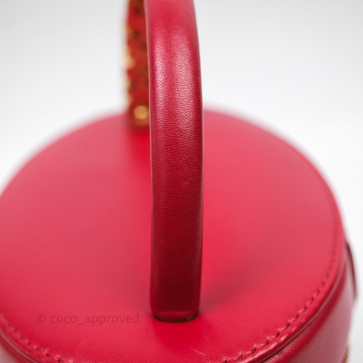Chanel CC Vanity Case Red Calfskin Aged Gold Hardware