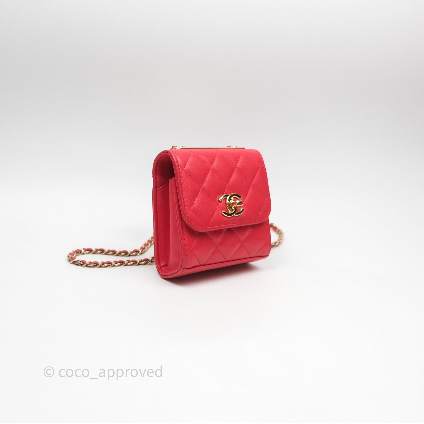 Chanel Mini Quilted Trendy CC Clutch With Chain Red Lambskin Gold Hardware