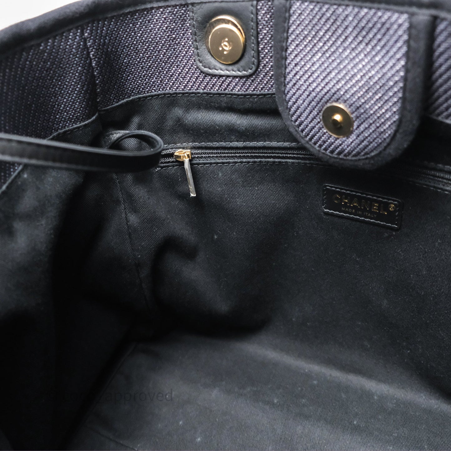 Chanel Canvas Deauville Large Tote Navy Gold Hardware