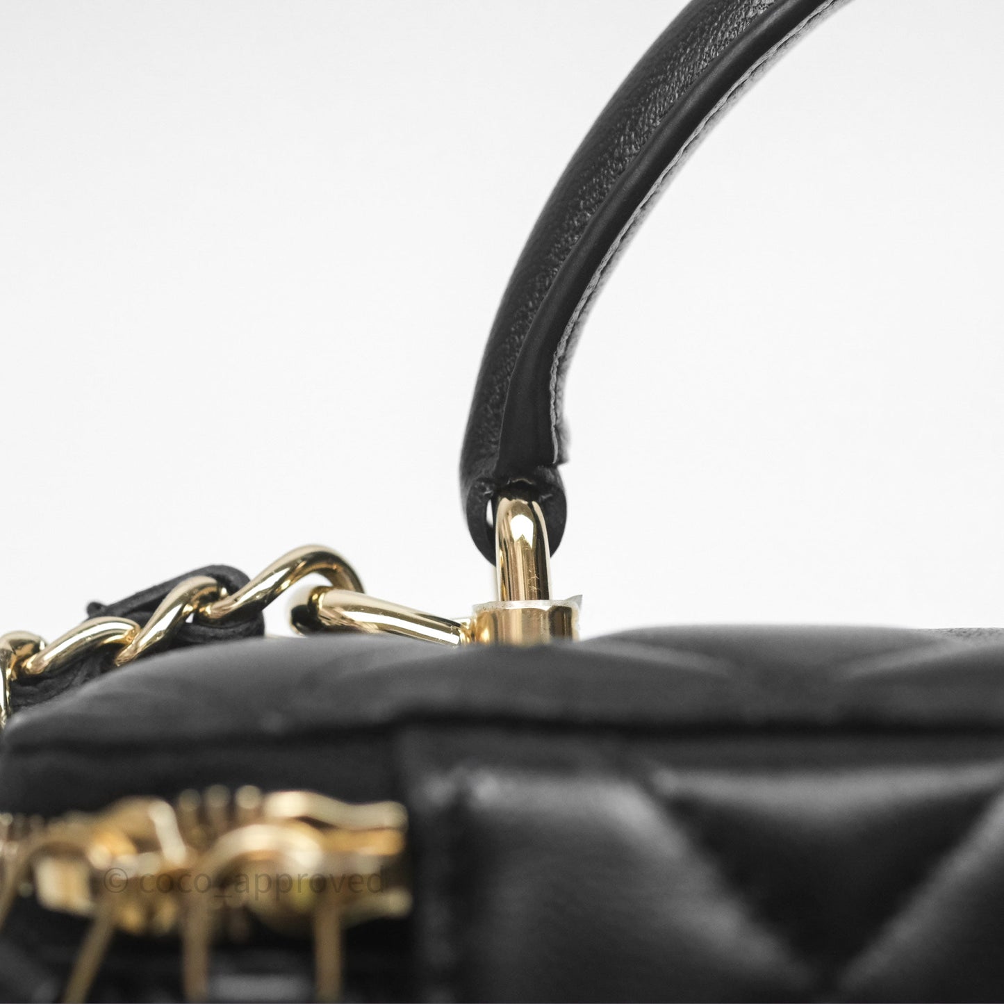 Chanel Classic Vanity Rectangular Top Handle With Chain Black Lambskin Gold Hardware