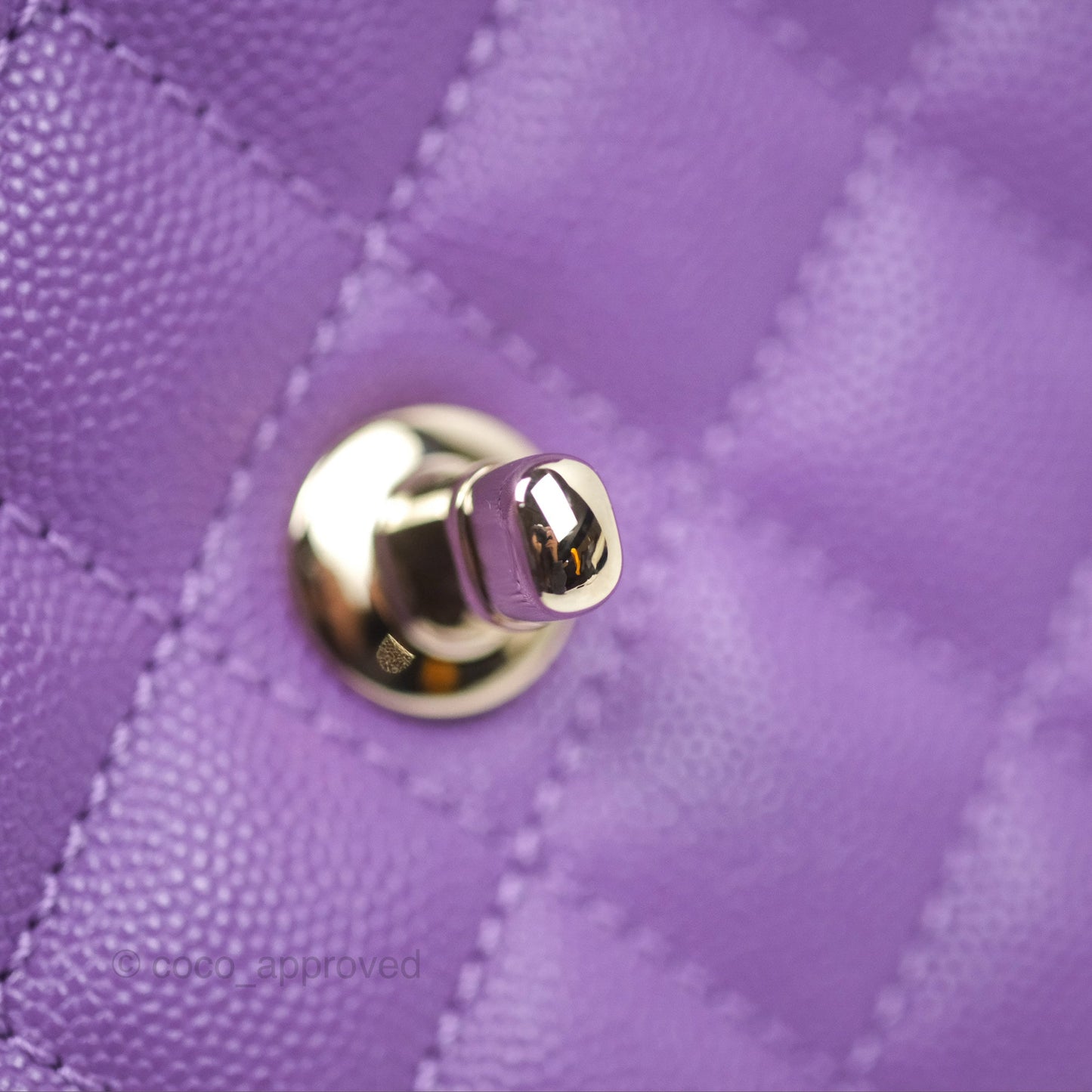 Chanel Quilted Mini Coco Handle Caviar Purple Gold Hardware