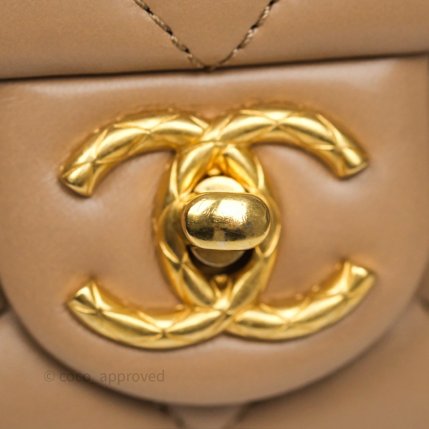 Chanel Medium All Slide Adjustable Chain Flap Bag Beige Lambskin Aged Gold Hardware