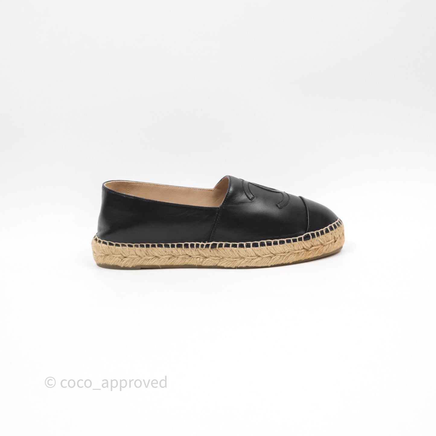Chanel Espadrille Black Leather Size 38