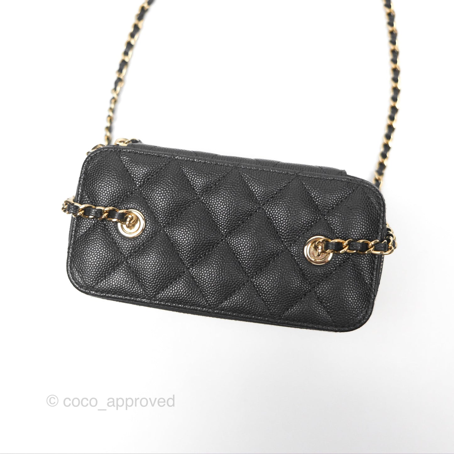 Chanel Vanity Rectangular With Chain Black Caviar Gold Hardware