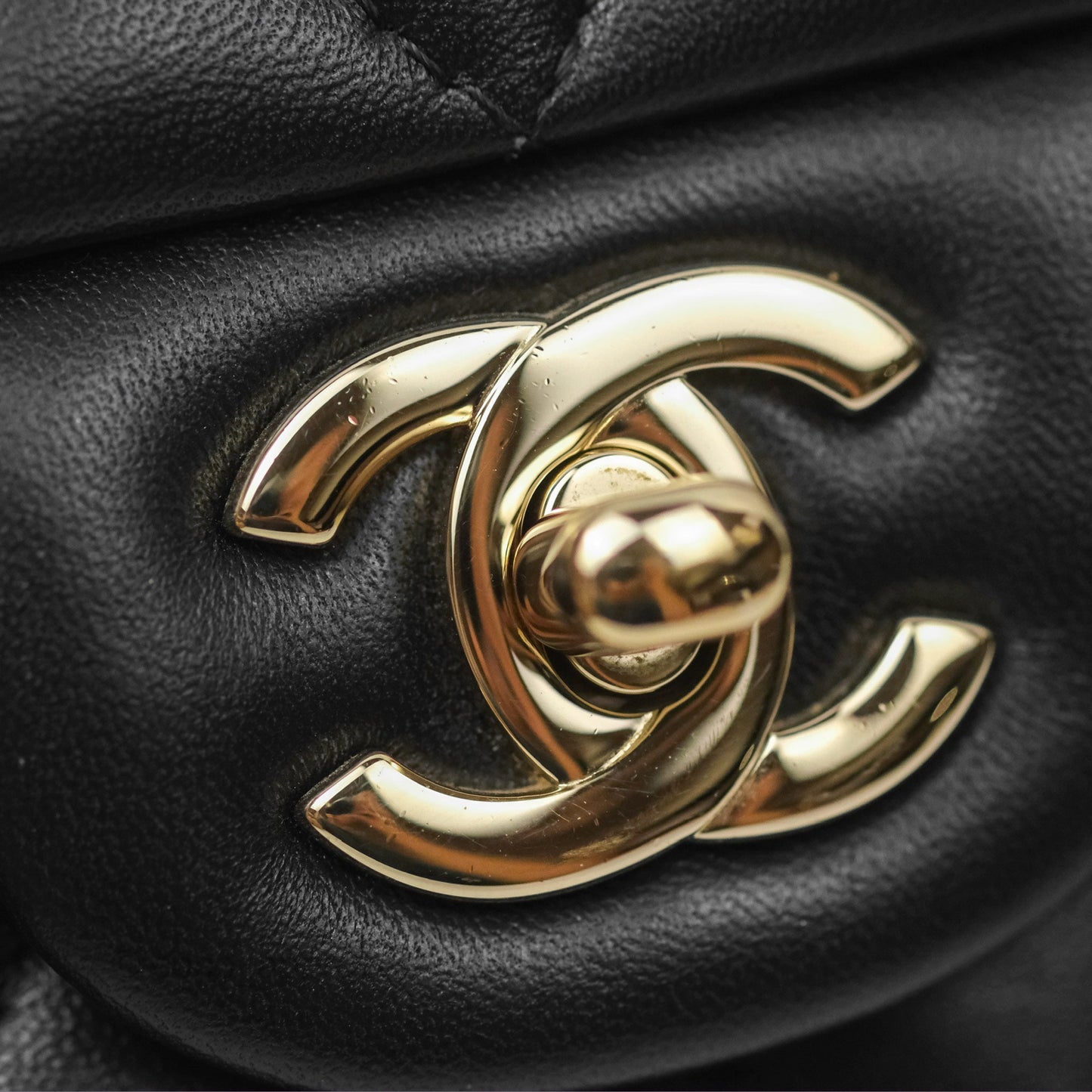 Chanel Top Handle Mini Rectangular Flap Bag Black Lambskin Gold Hardware
