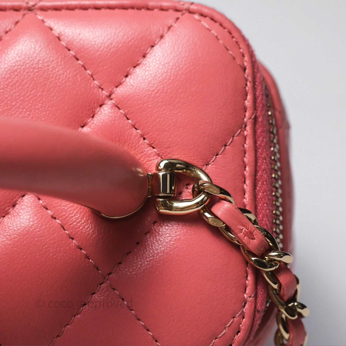 Chanel Vanity Rectangular Top Handle Pink Lambskin Gold Hardware