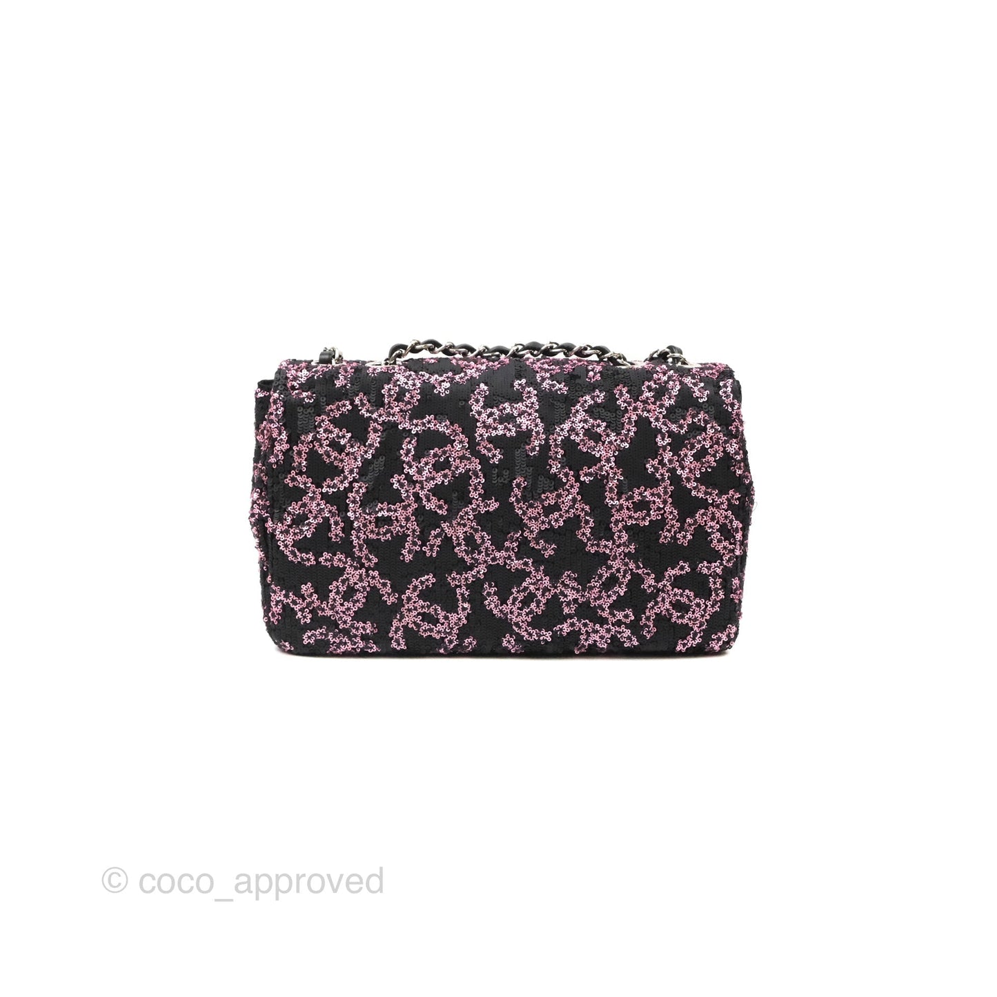 Chanel Medium CC Sequins Flap Bag Pink & Black Silver Hardware