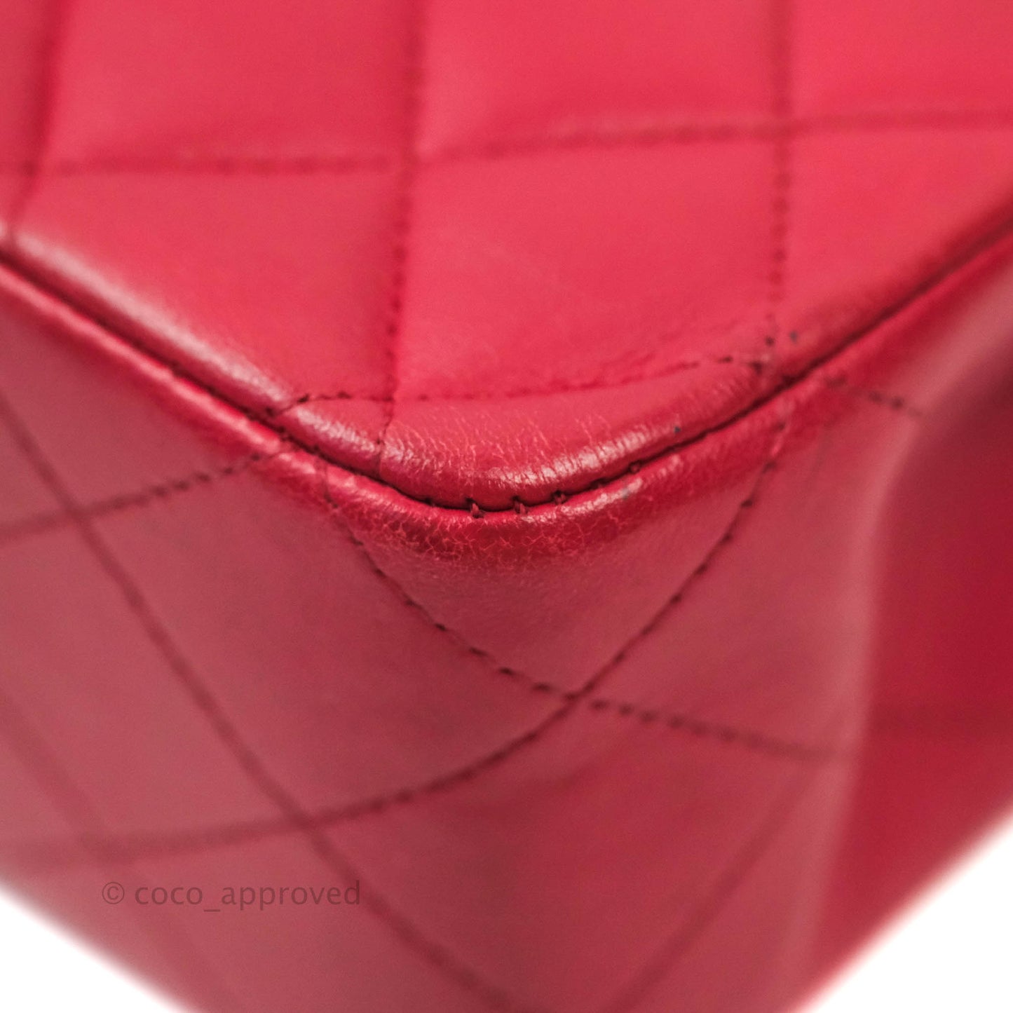 Chanel Classic M/L Medium Double Flap Red Lambskin Silver Hardware