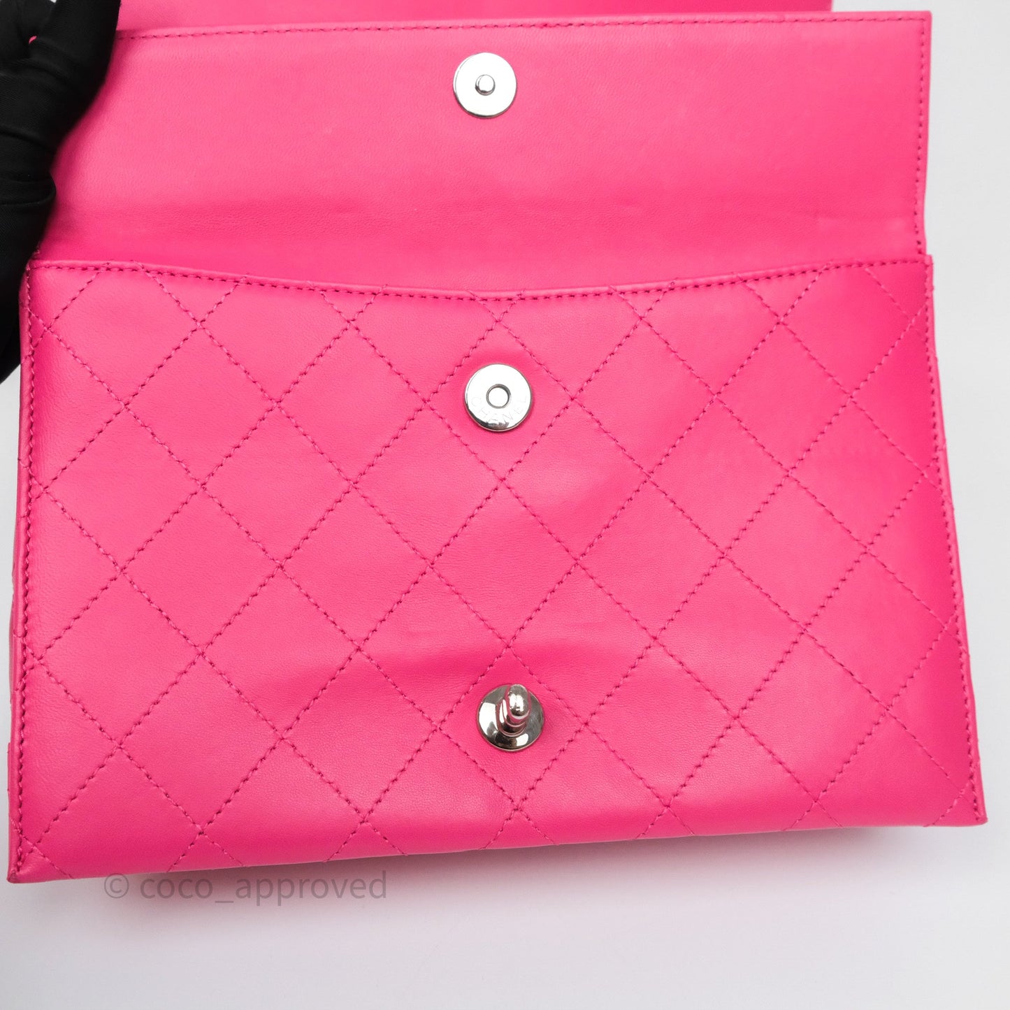 Chanel Stitched Double Flap Bag Pink Calfskin Silver Hardware