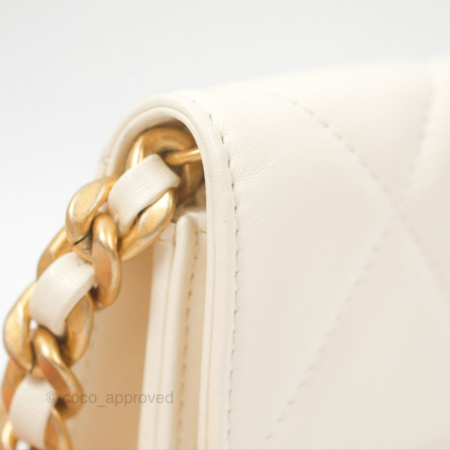 Chanel 19 Clutch With Chain Ivory White Lambskin Mixed Hardware
