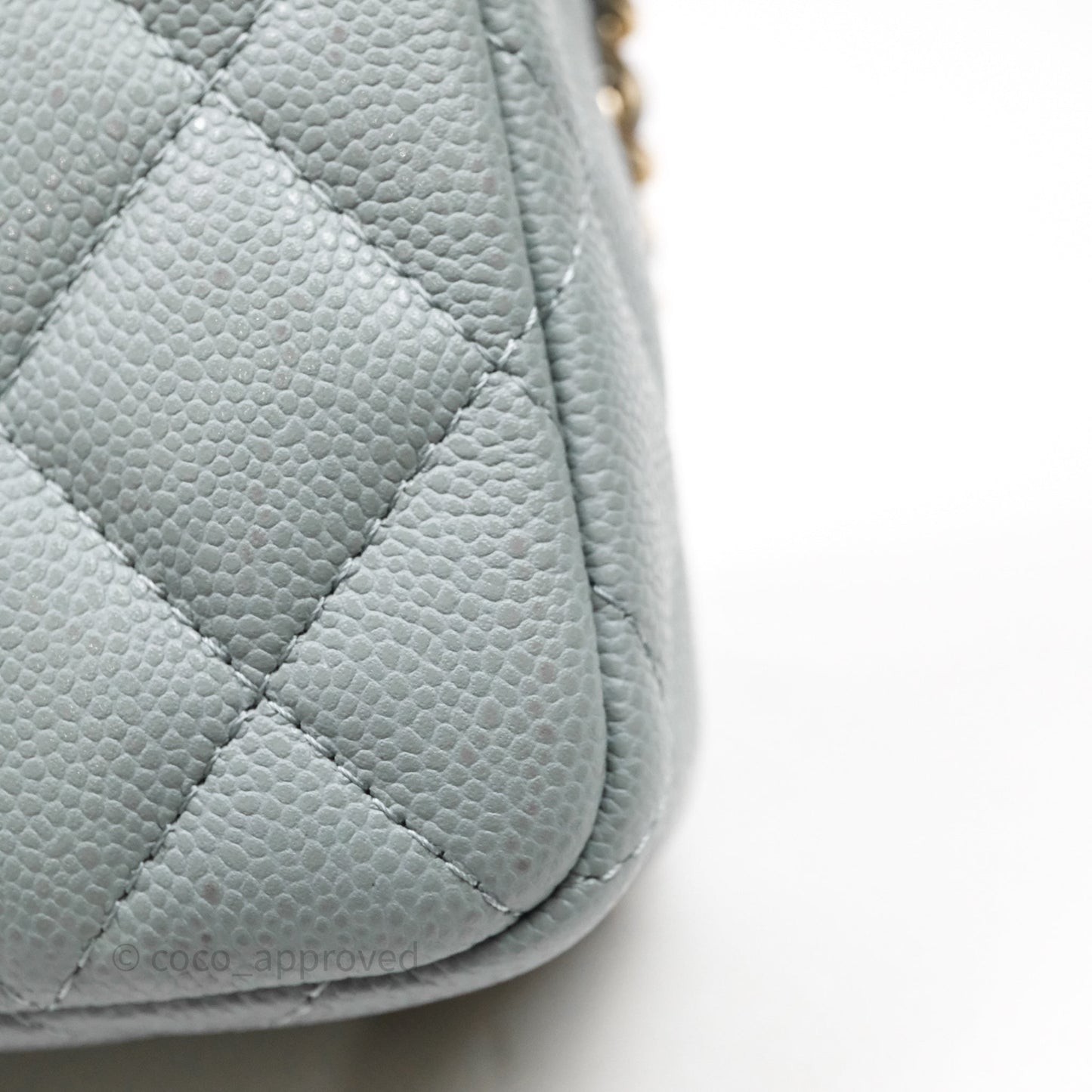 Chanel Clutch on Chain Tiffany Green Caviar Gold Hardware