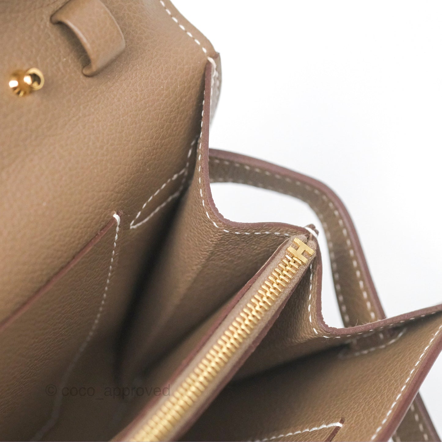 Hermès Kelly To Go Wallet Etoupe Evercolor Gold Hardware