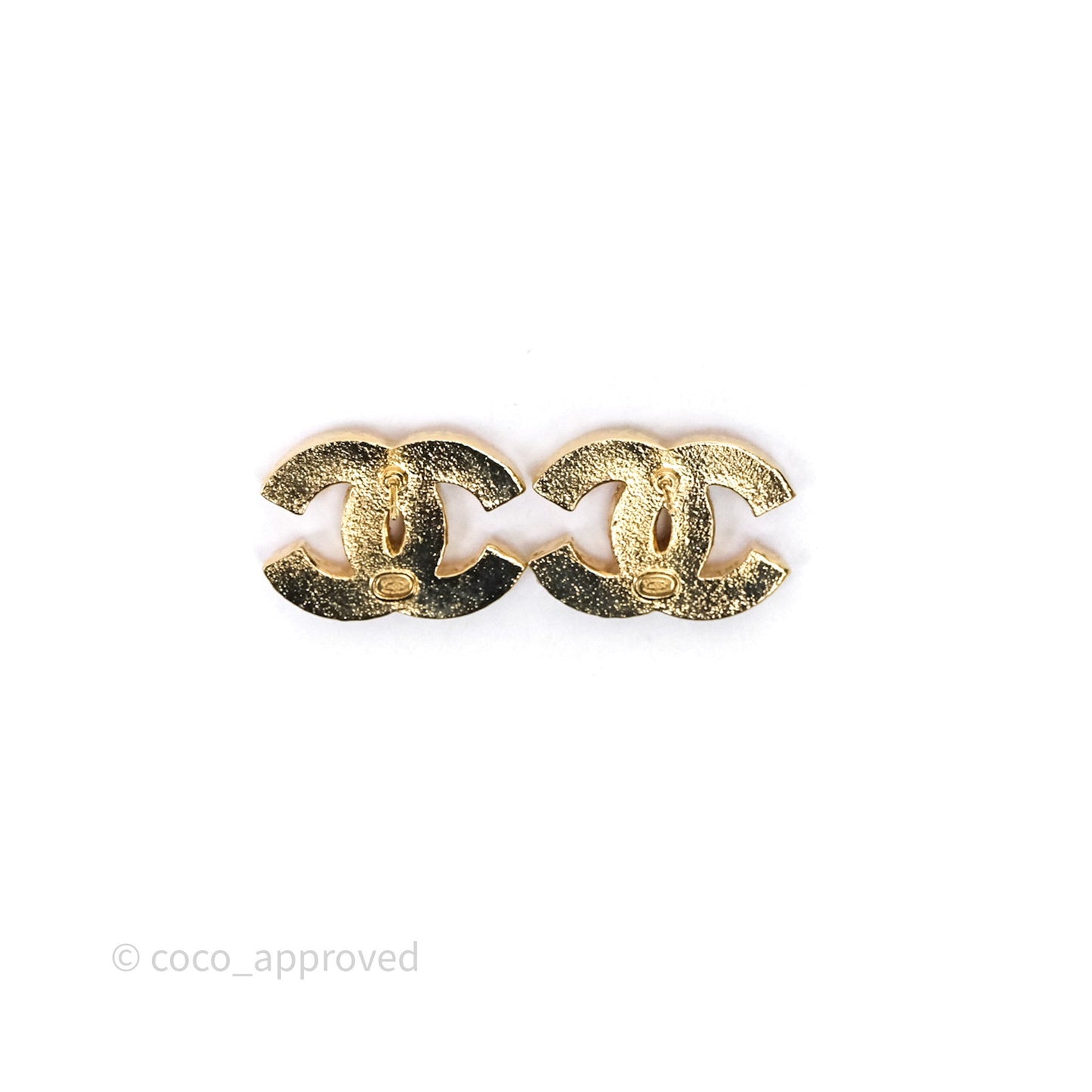 Chanel CC Pink Earrings Gold Tone 23K