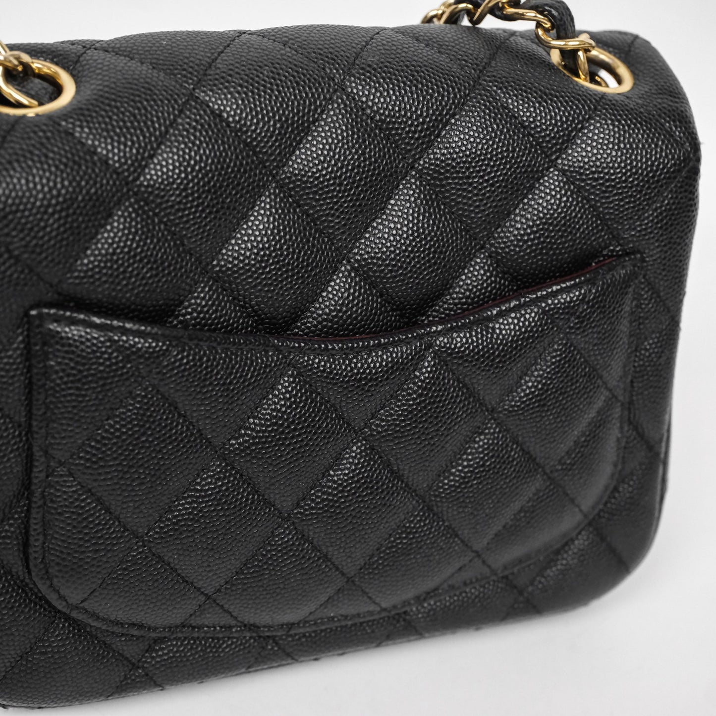 Chanel Mini Square Quilted Black Caviar Gold Hardware