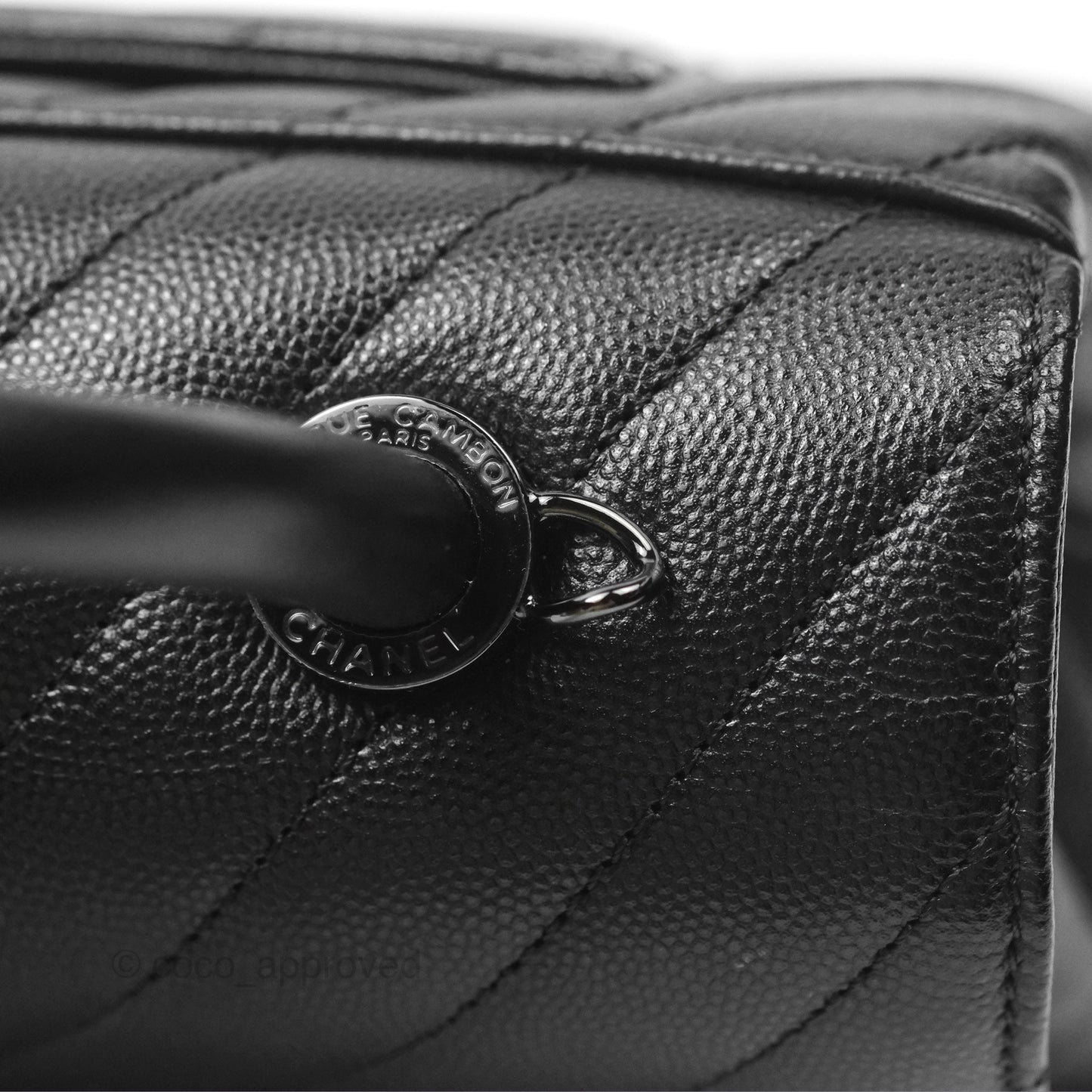Chanel Small Coco Handle Chevron So Black Caviar