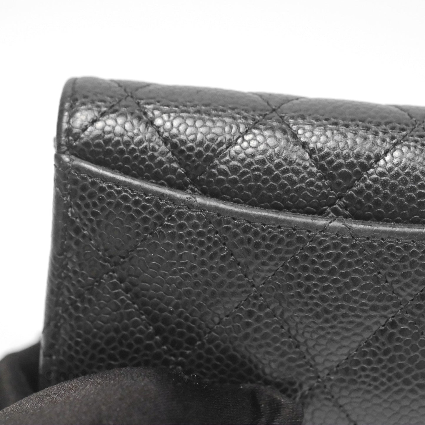 Chanel Classic Quilted Flap Card Holder Black Caviar Silver Hardware
