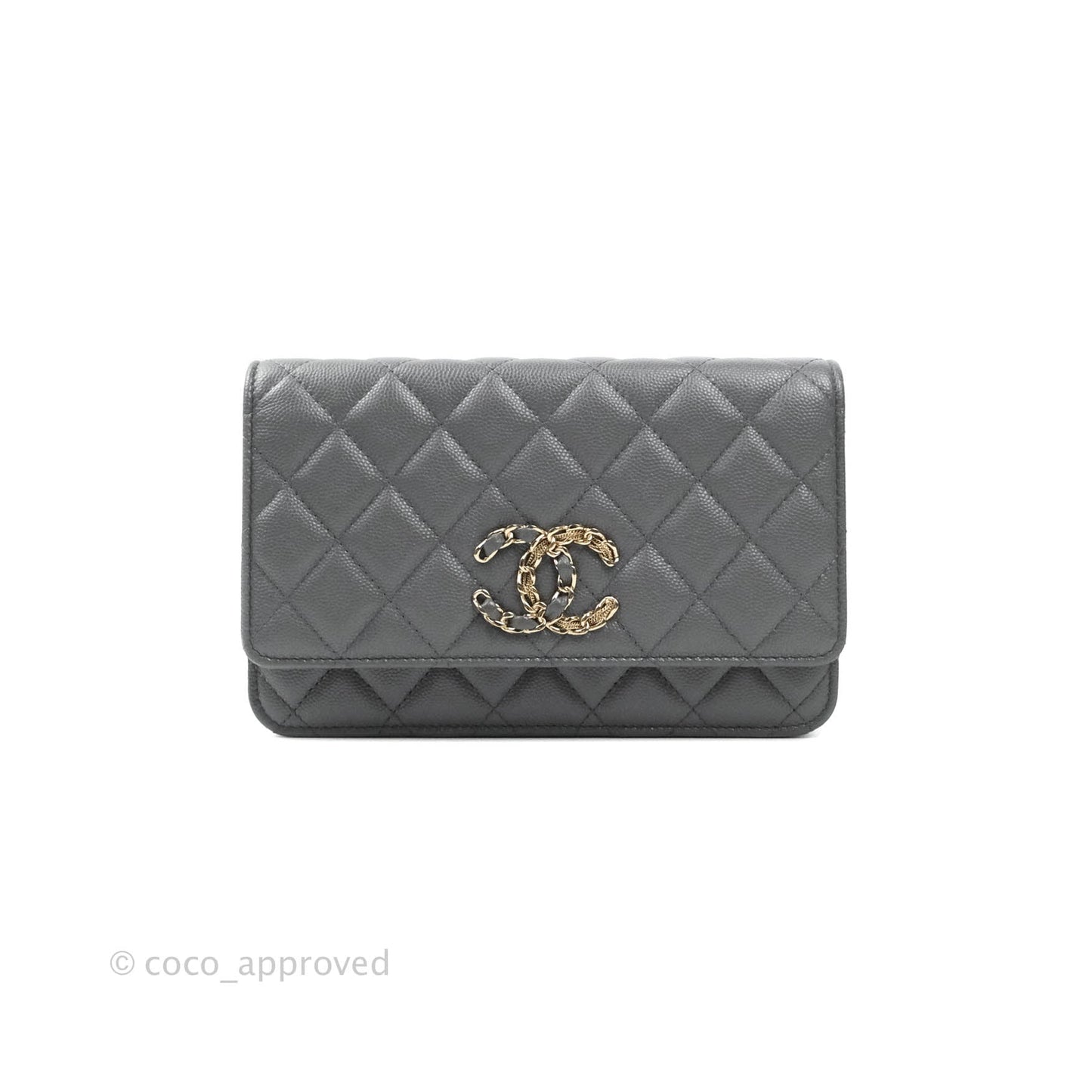 Chanel Wallet On Chain WOC Caviar Grey Gold Hardware