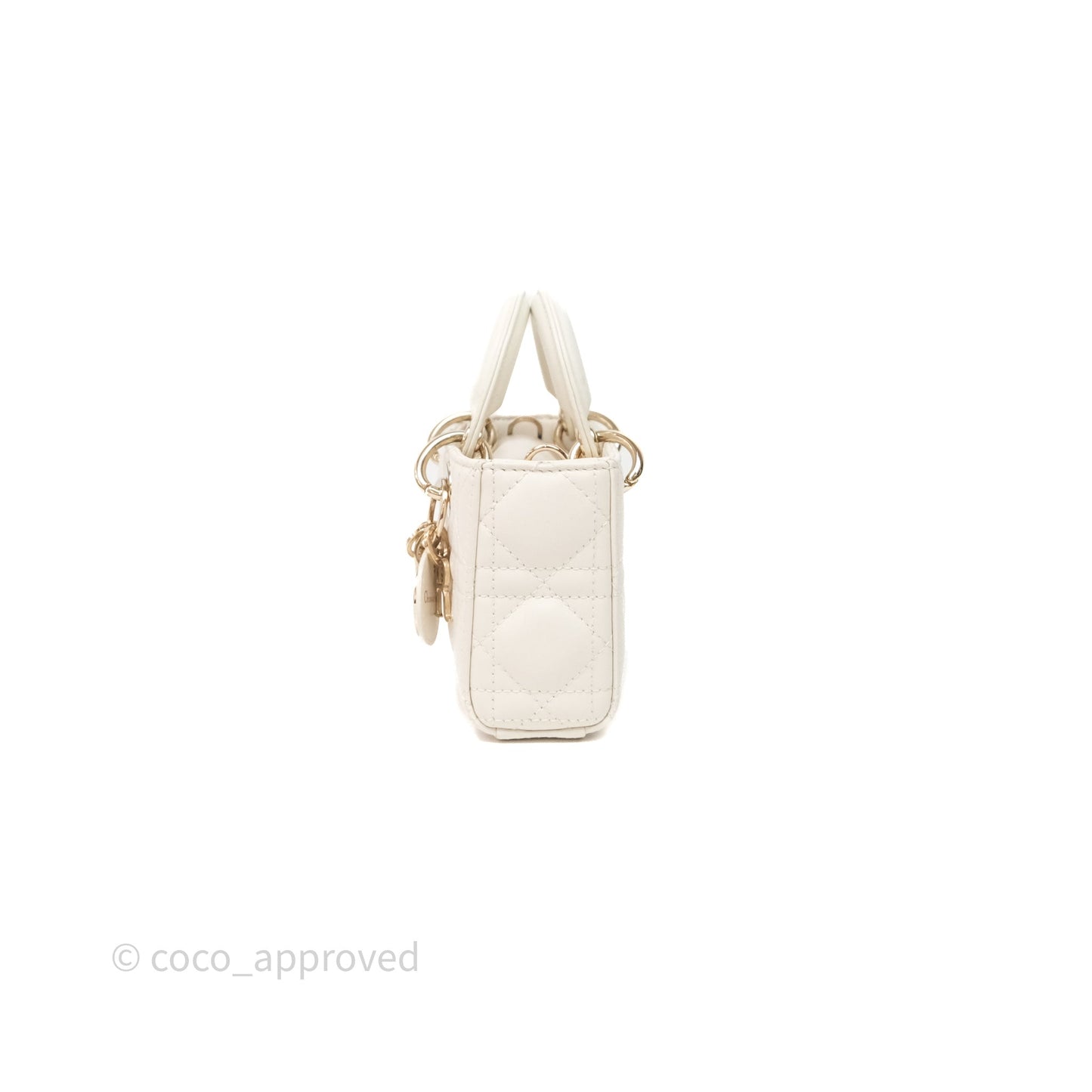 Christian Dior Micro Lady D-Joy Bag Latte Cannage Lambskin Gold Hardware