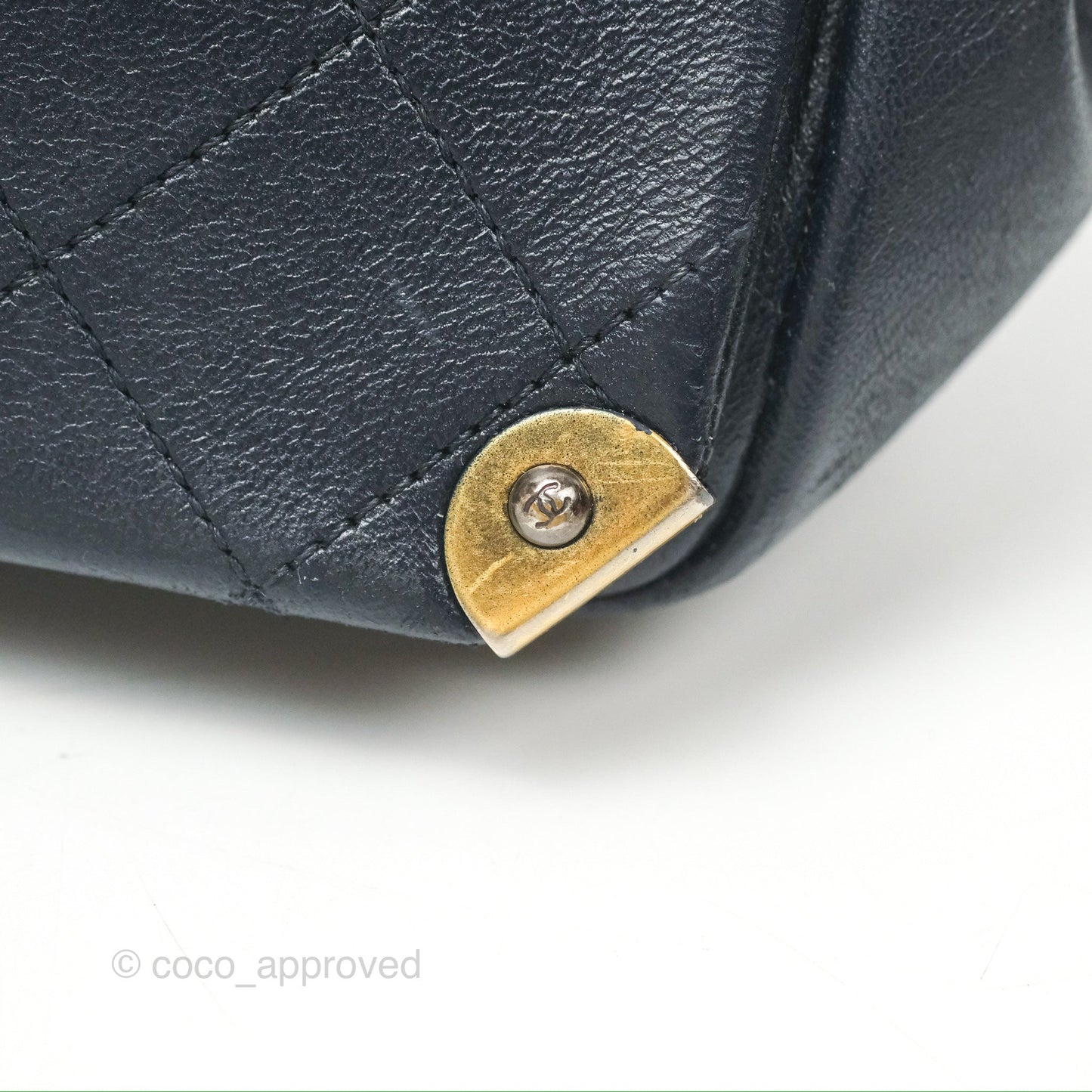 Chanel Medium Around The Corner Shopping Tote Navy Lambskin
