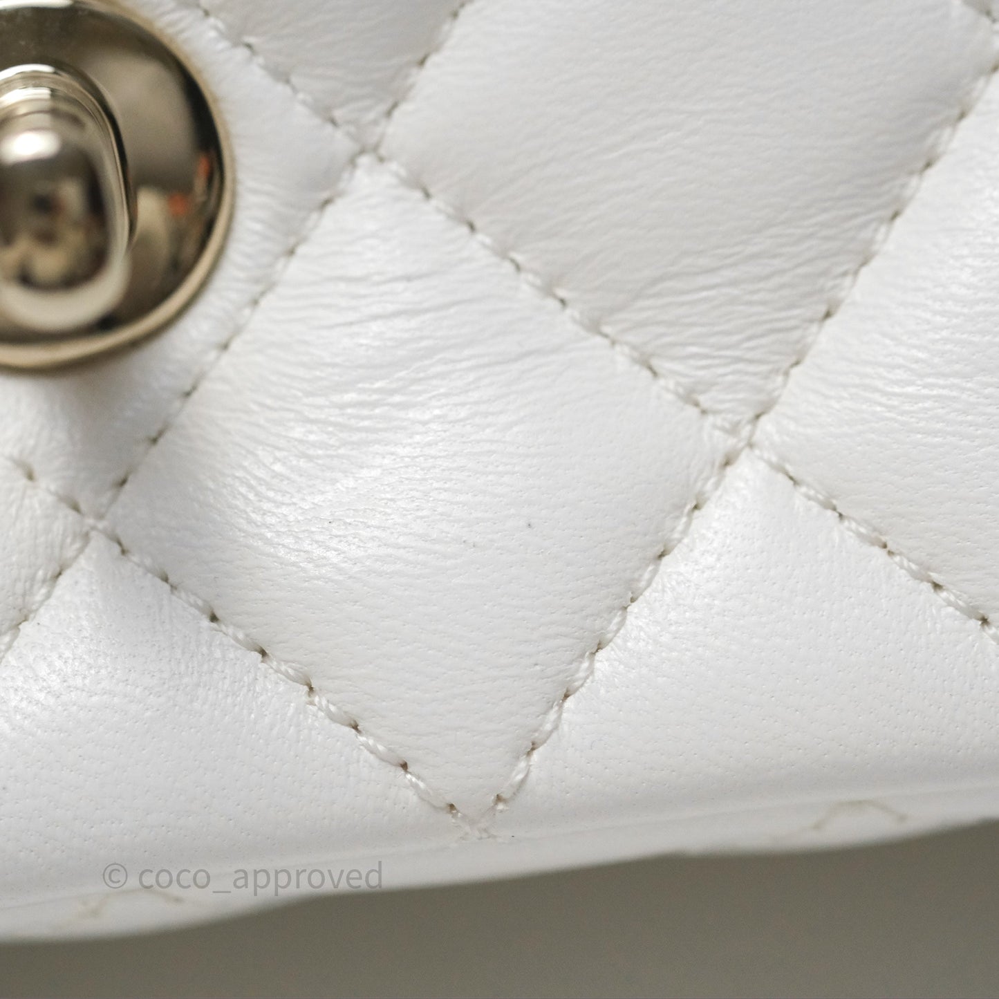 Chanel Crystals Top Handle Mini Rectangular Flap Bag White Lambskin Gold Hardware