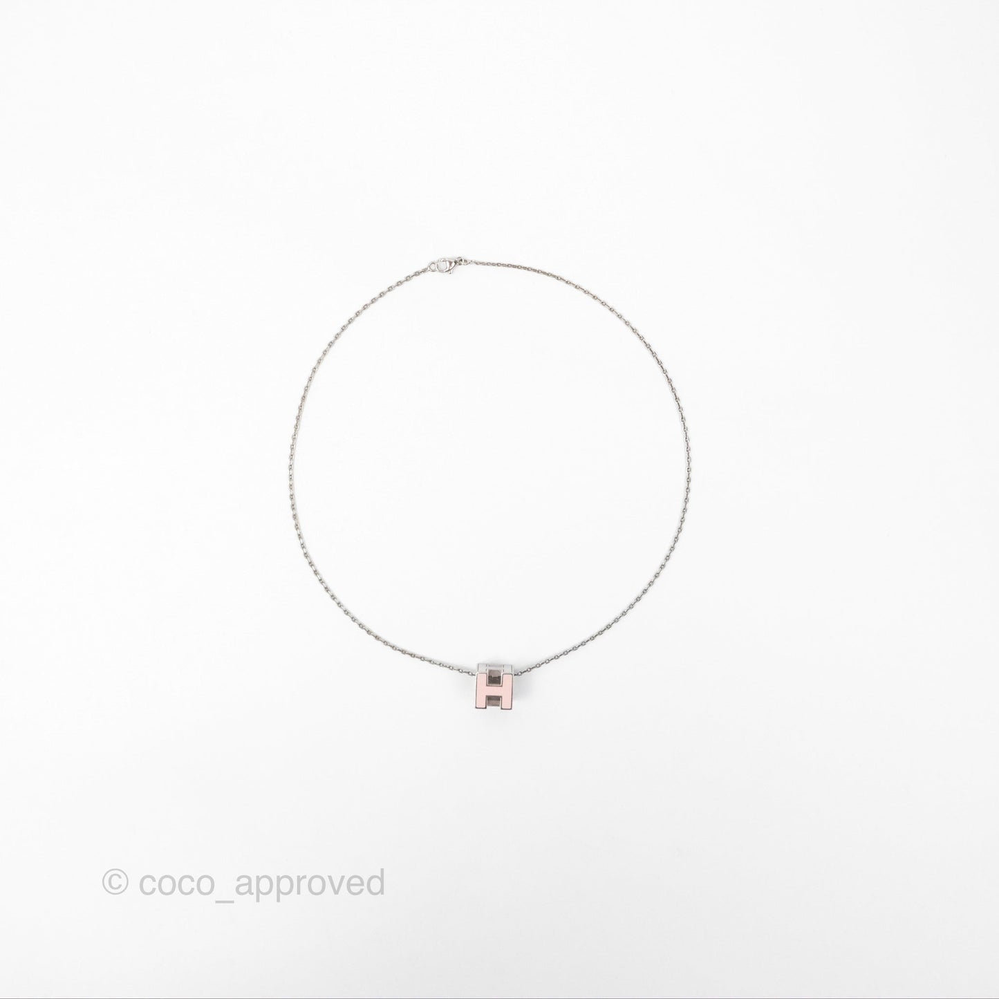Hermès Cage D'H Necklace Rose Dragee 3Q Palladium Hardware