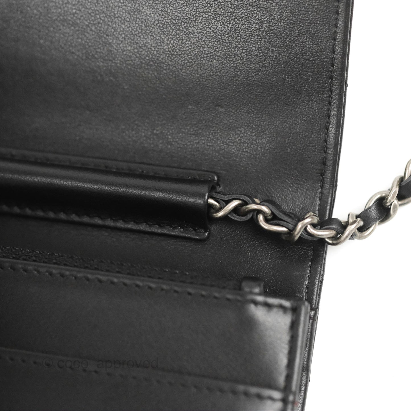 Chanel Chevron Wallet on Chain WOC Black Calfskin Gold Hardware