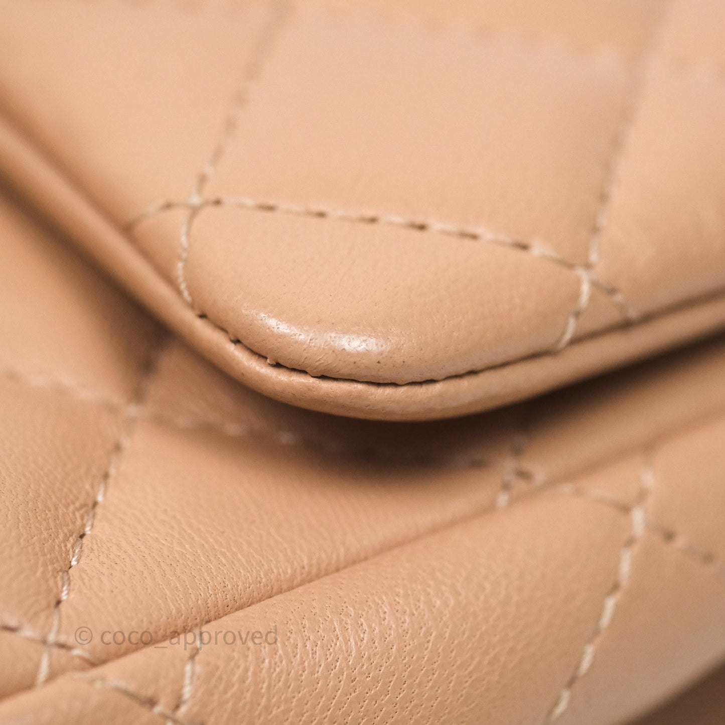 Chanel Mini Square Flap Quilted Beige Lambskin Gold Hardware