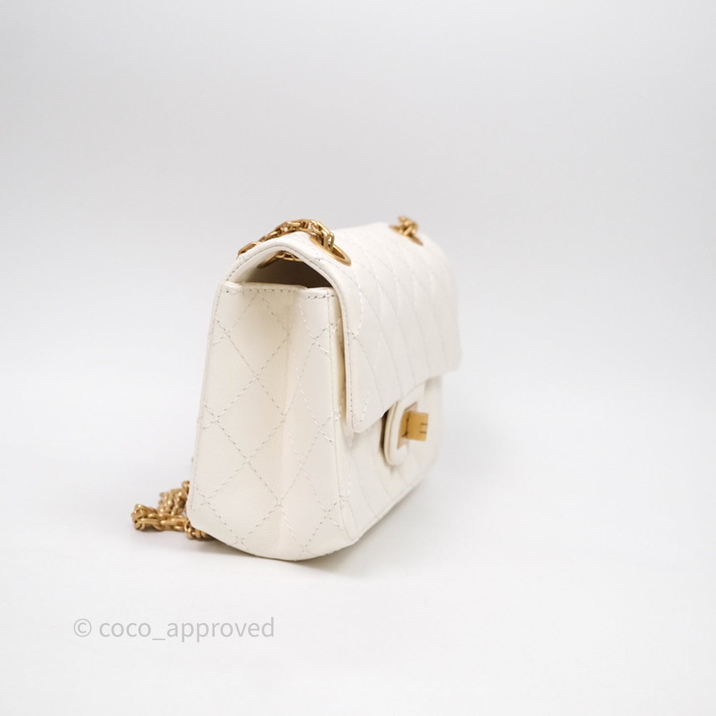 Chanel Mini Reissue 224 White Calfskin Aged Gold Hardware