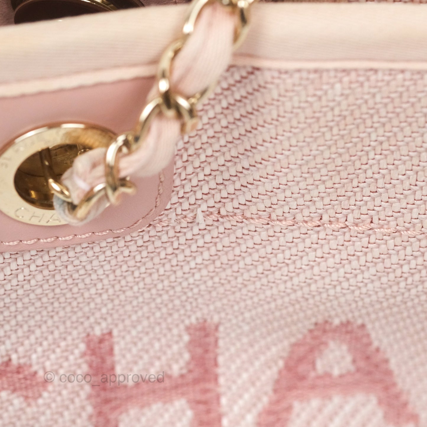 Chanel Small Vertical Deauville Canvas Pink Gold Hardware