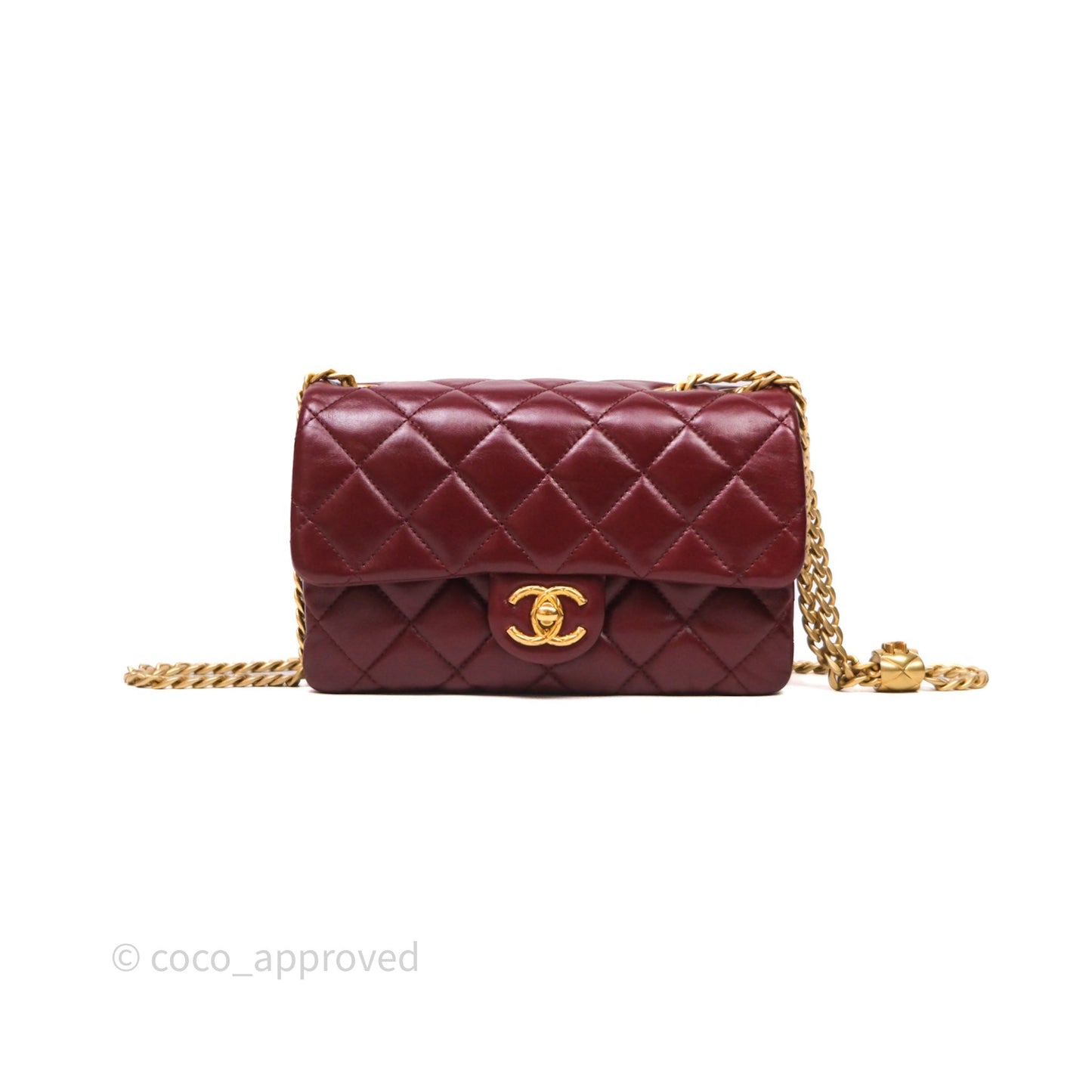Chanel Small All Slide Adjustable Chain Flap Bag Burgundy Lambskin Aged Gold Hardware