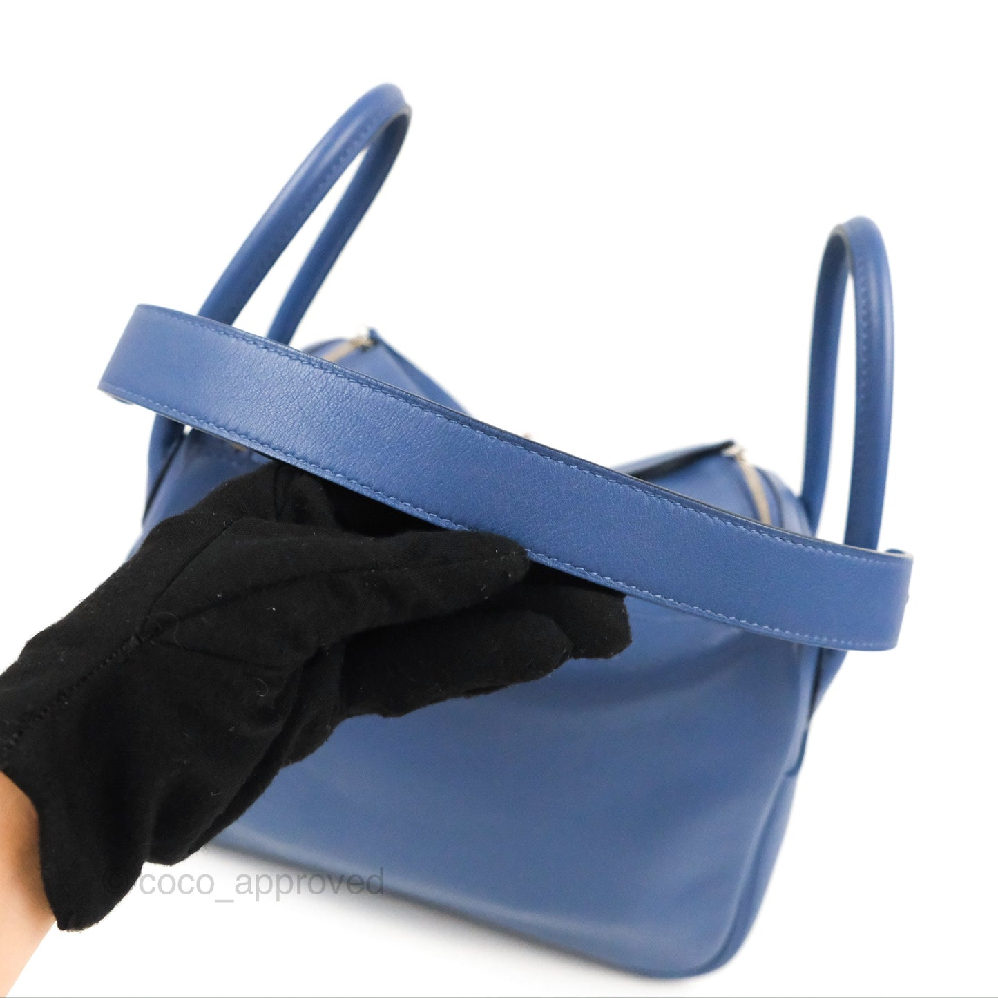 Hermès Lindy 26 Bleu Brighton/ Capucine Swift Palladium Hardware