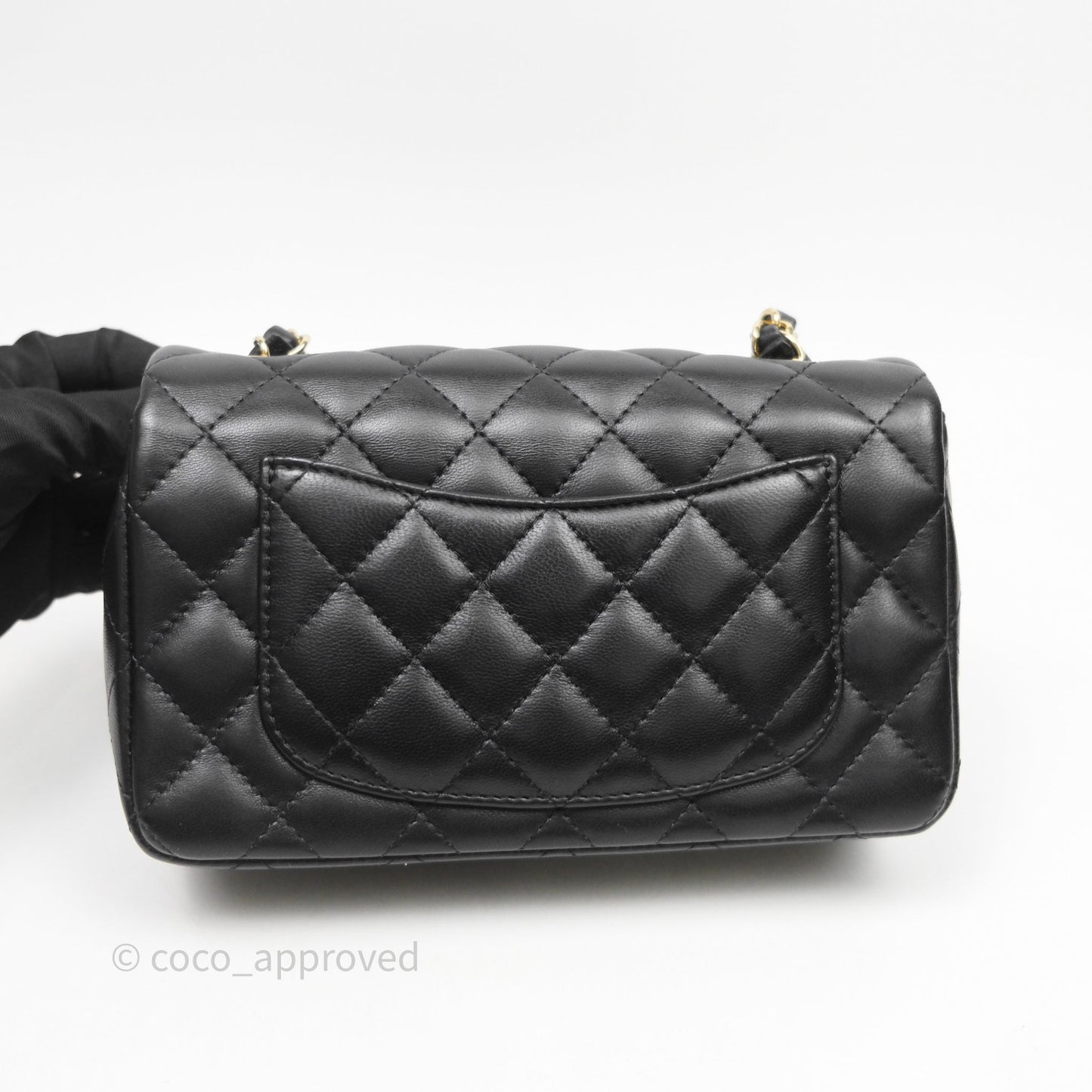 Chanel Mini Rectangular Black Lambskin Bag Gold Hardware