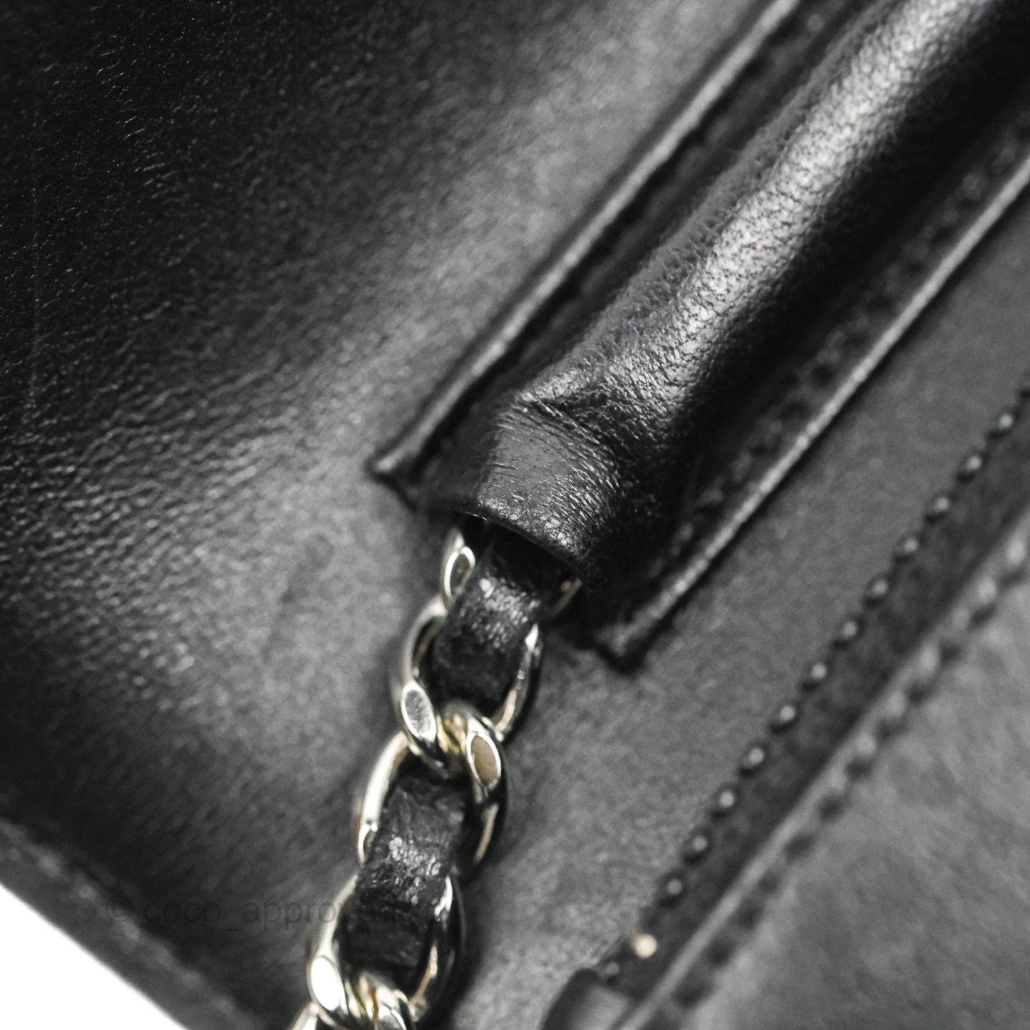 Chanel Quilted Boy Wallet on Chain WOC Black Lambskin Silver Hardware