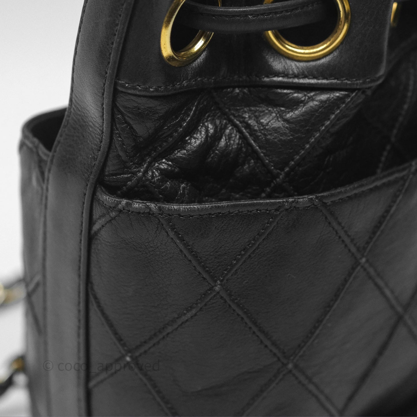 Chanel Vintage Mini CC Bucket Bag Black Lambskin Gold Hardware
