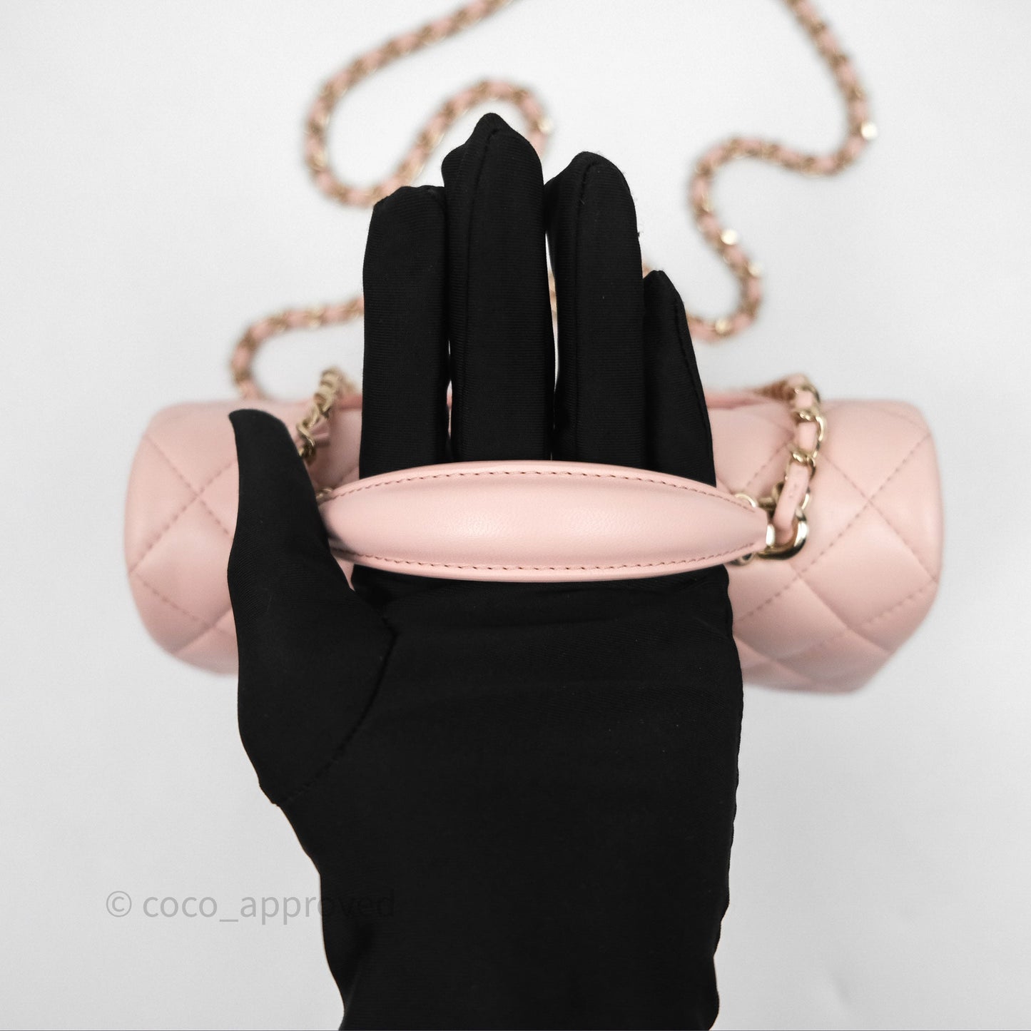 Chanel Top Handle Mini Rectangular Flap Pink Lambskin Gold Hardware