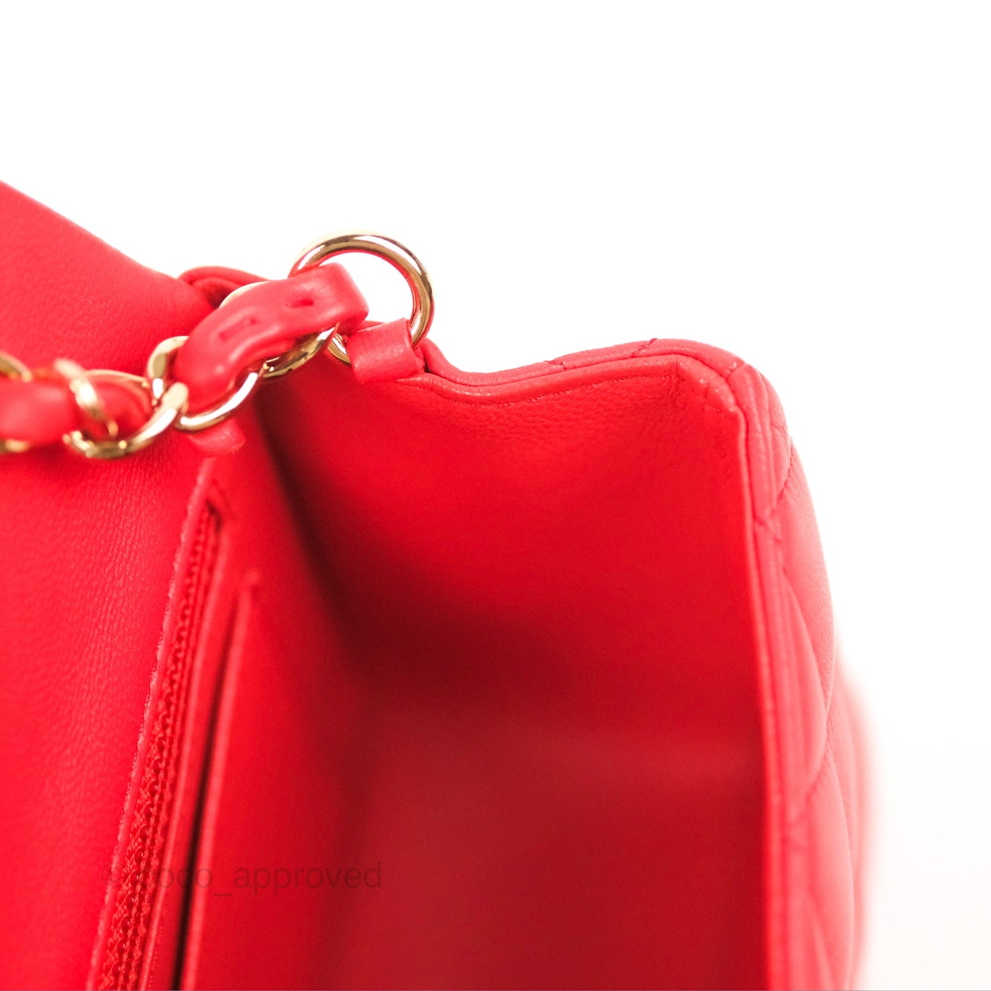 Chanel Quilted Mini Rectangular Flap Red Lambskin Gold Hardware