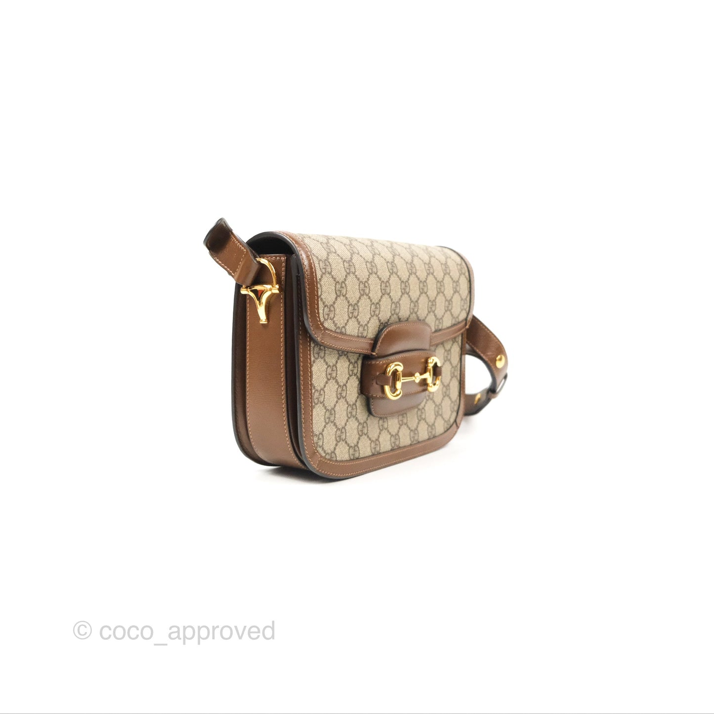 Gucci Horsebit 1955 GG Supreme Canvas Brown Shoulder Bag Gold Hardware
