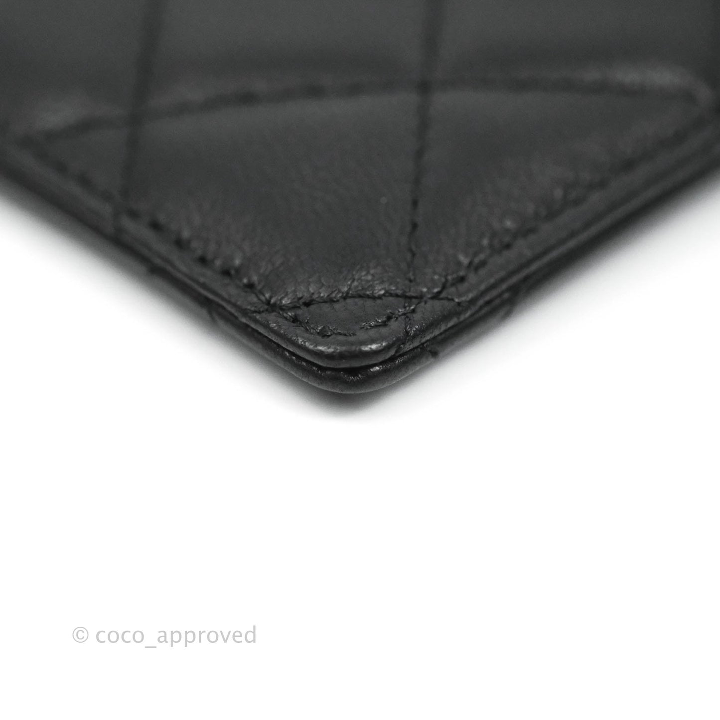 Chanel Quilted Glitter CC Chain Card Holder Black Lambskin Gold Hardware